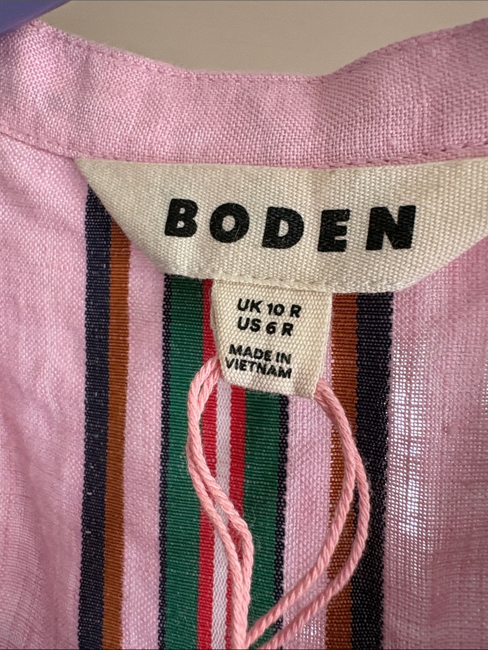 Boden Pink Striped Button-Front Maxi Dress with Belt - Picture 5 of 5
